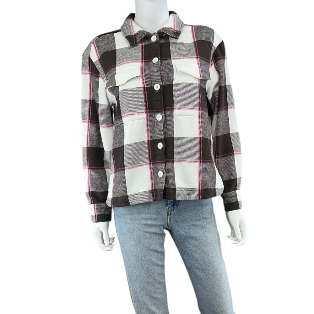 J. Crew 100% Cotton Brown Plaid Flannel Size 4 L0490
